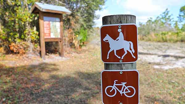 Horse Riding trail sign on post Horse Riding trail sign on post