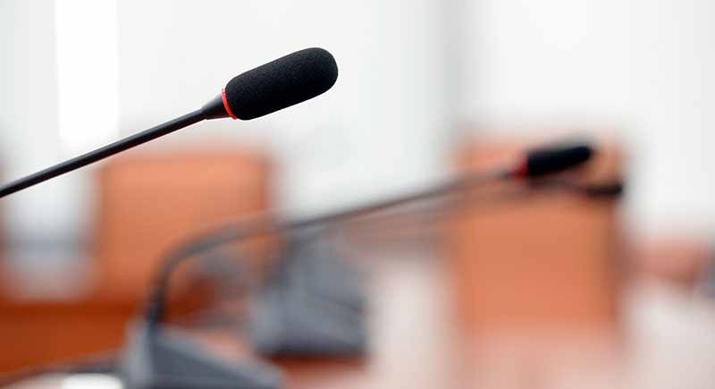 Microphones in board room.