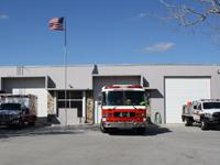 Fire truck, ambulance and fire rescue vehicle in front of Station 44