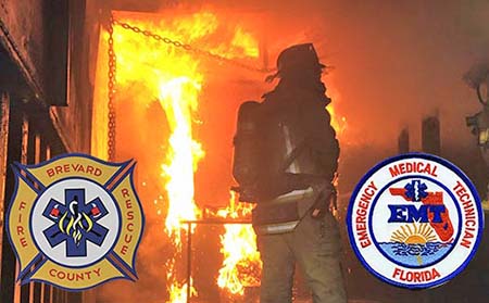 Firefighter-EMT-Photo Firefighter observing a burning building.