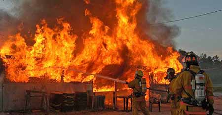 Firefighters fighting big fire