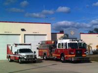 Ambulance and fire truck in front of Station 41