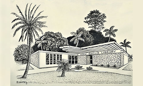 Concept drawing of the Eau Gallie Public Library.