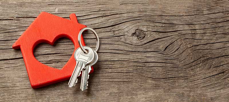 keys Keys on house shaped keychain.