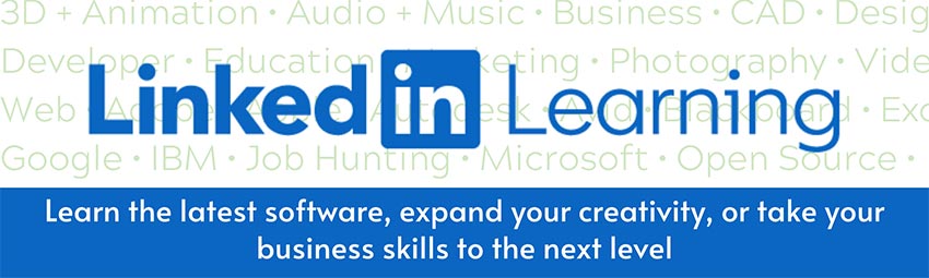 Linked in learning. Learn the latest software, expand your creativity, or take your business skills to the next level.