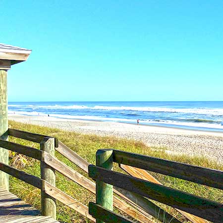 View of ocean from boardwalk.