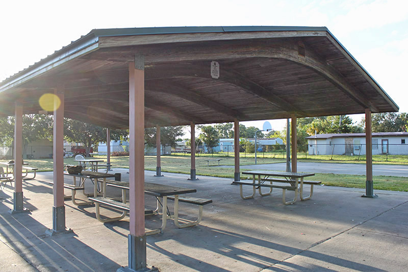 Pavilion with multiple tables