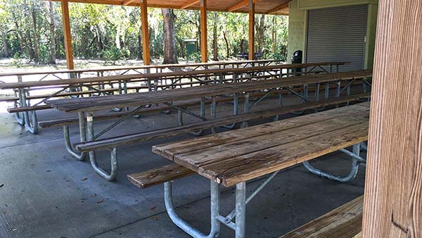 Multiple tables inside Harry Moore Pavilion