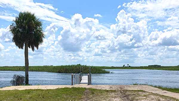 Boat ramp and dock from parking lot