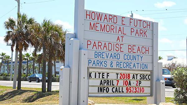 Howard E. Futch Memorial Park at Paradise Beach Sign