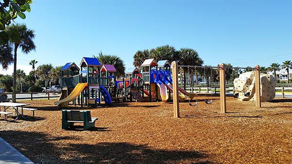 Playground with climbing rock.