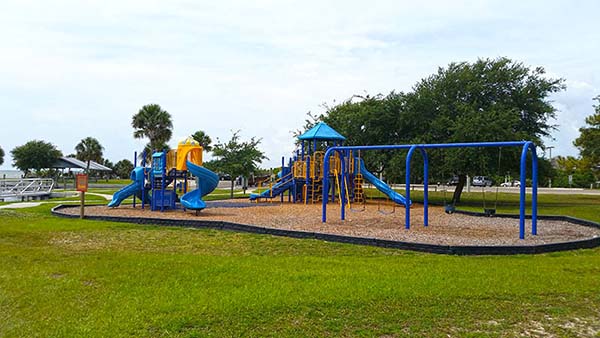Wide shot of playground