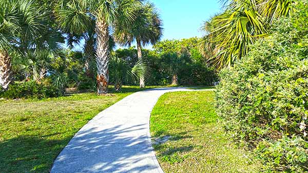 Sidewalk going into the brush