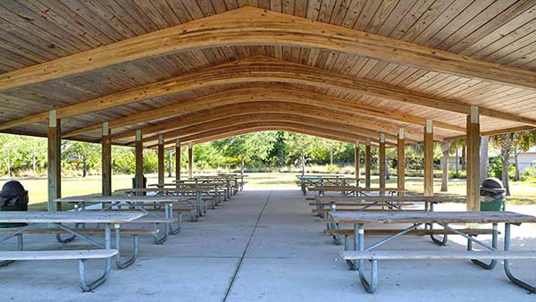 Picnic Tables in pavillion   