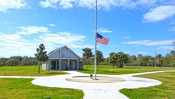 Flag pole with American flag    