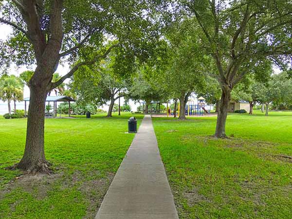 Sidewalk through park