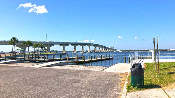 Boat ramp with causeway in background