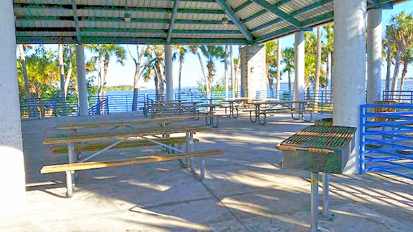 Pavilion with tables and grill