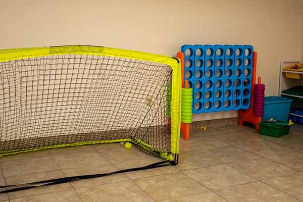 Indoor soccer net and games