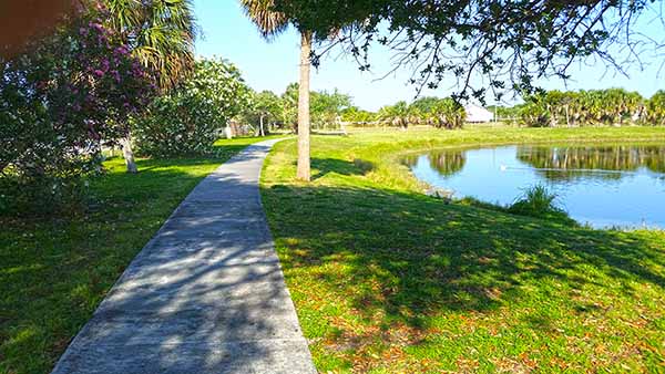 Walking path through park Walking path through park
