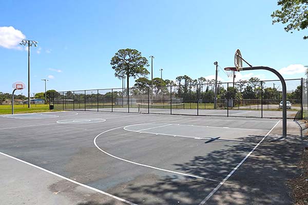 Outdoor basketball and tennis courts
