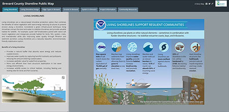 Screenshot of Living Shoreline Story Map. Click link for details.