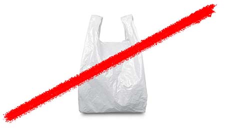 Line striking through a plastic shopping bag