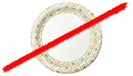 Line striking through paper plate