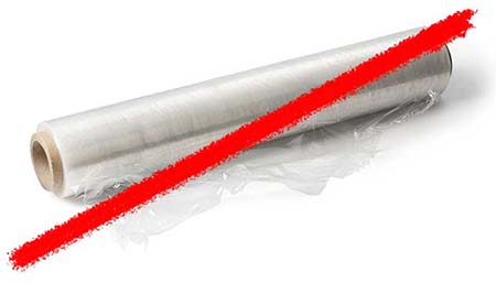 Line striking through roll of plastic wrap
