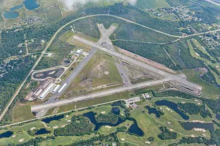 Aerial view of Valkaria Airport.